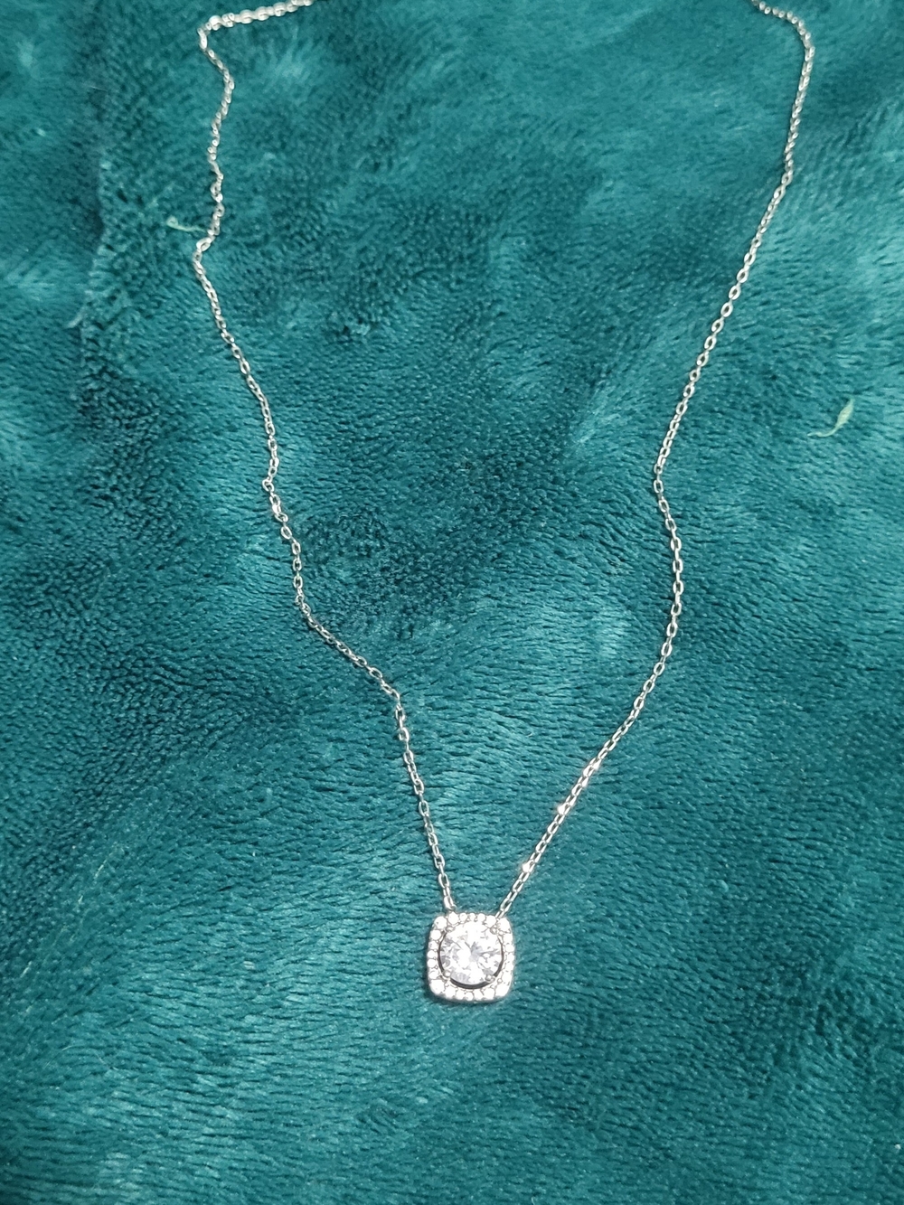 Sterling Silver Cubic Zirconia Halo Pendant Necklace - Silver
